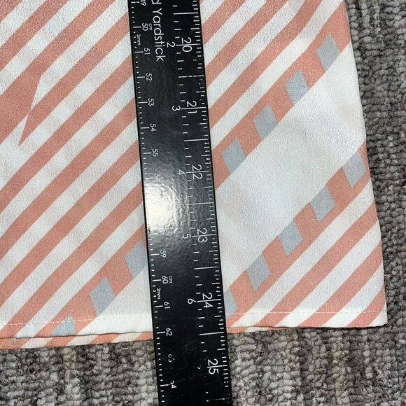 VTG Women’s Porsha Made In USA Orange White Slanted Stripes LS Sheer 70s Retro - Picture 7 of 8